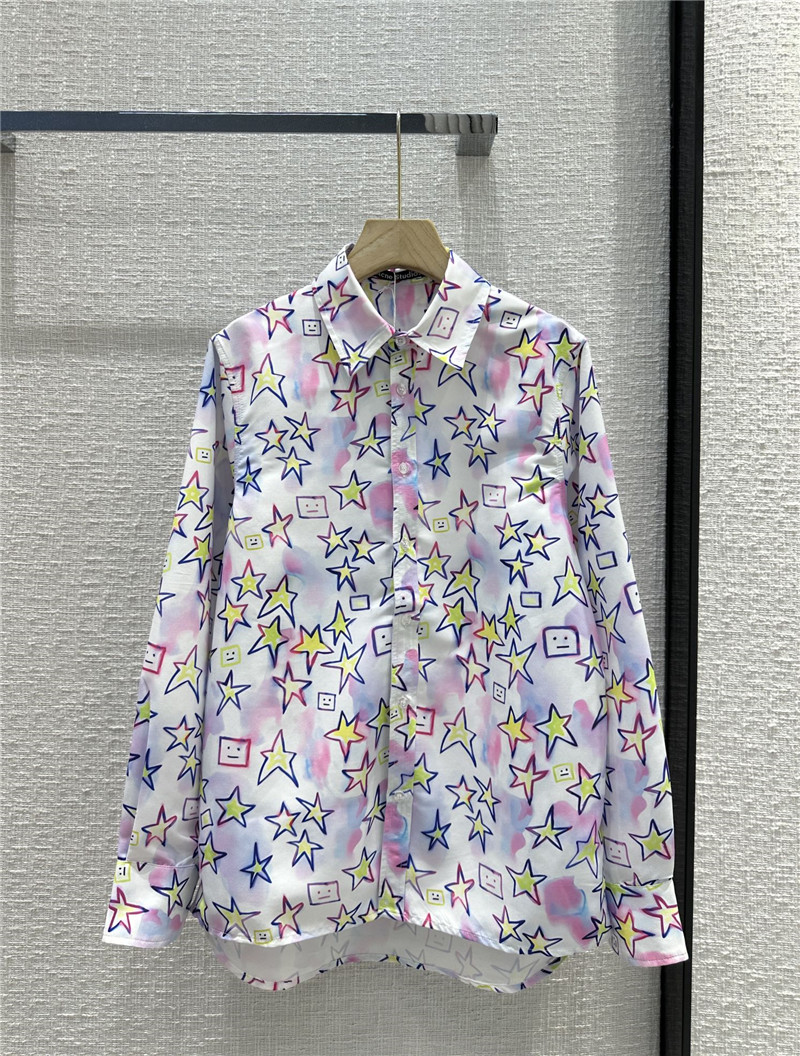 acne studios colorful star smiley printed shirt