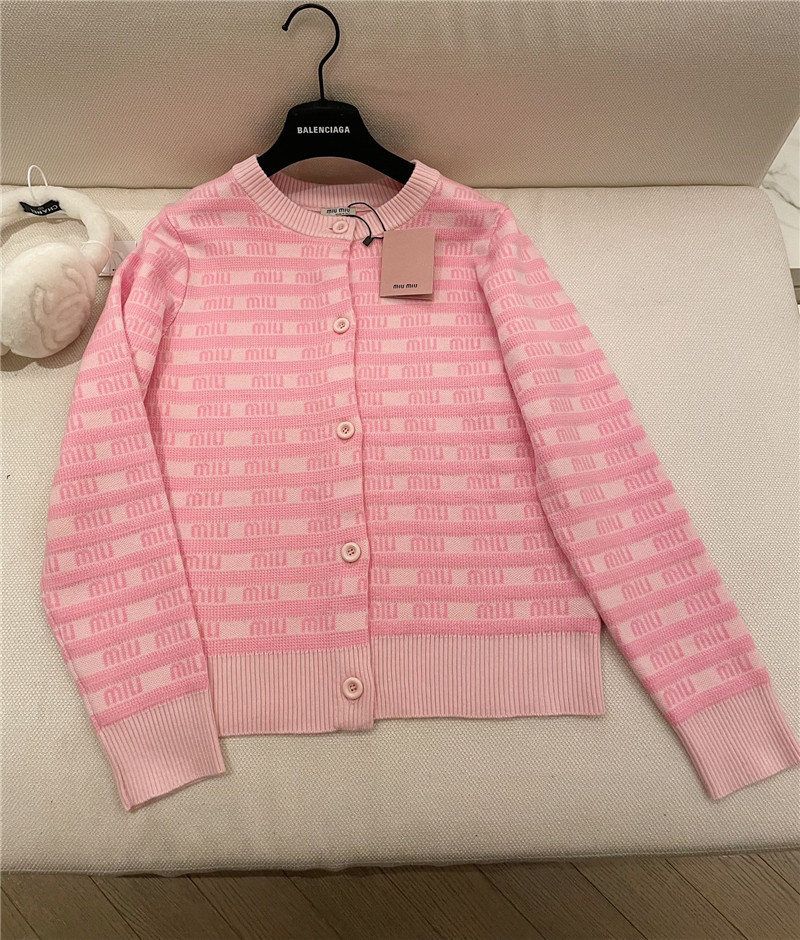 Miu Miu Logo Jacquard Knit Cardigan
