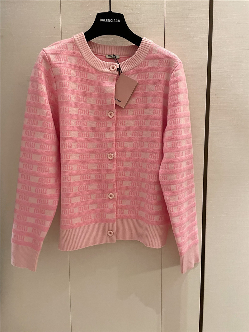 Miu Miu Logo Jacquard Knit Cardigan
