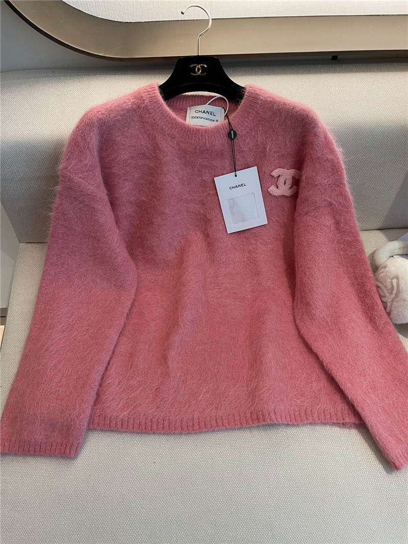 Chanel Logo Alpaca Sweater Pink