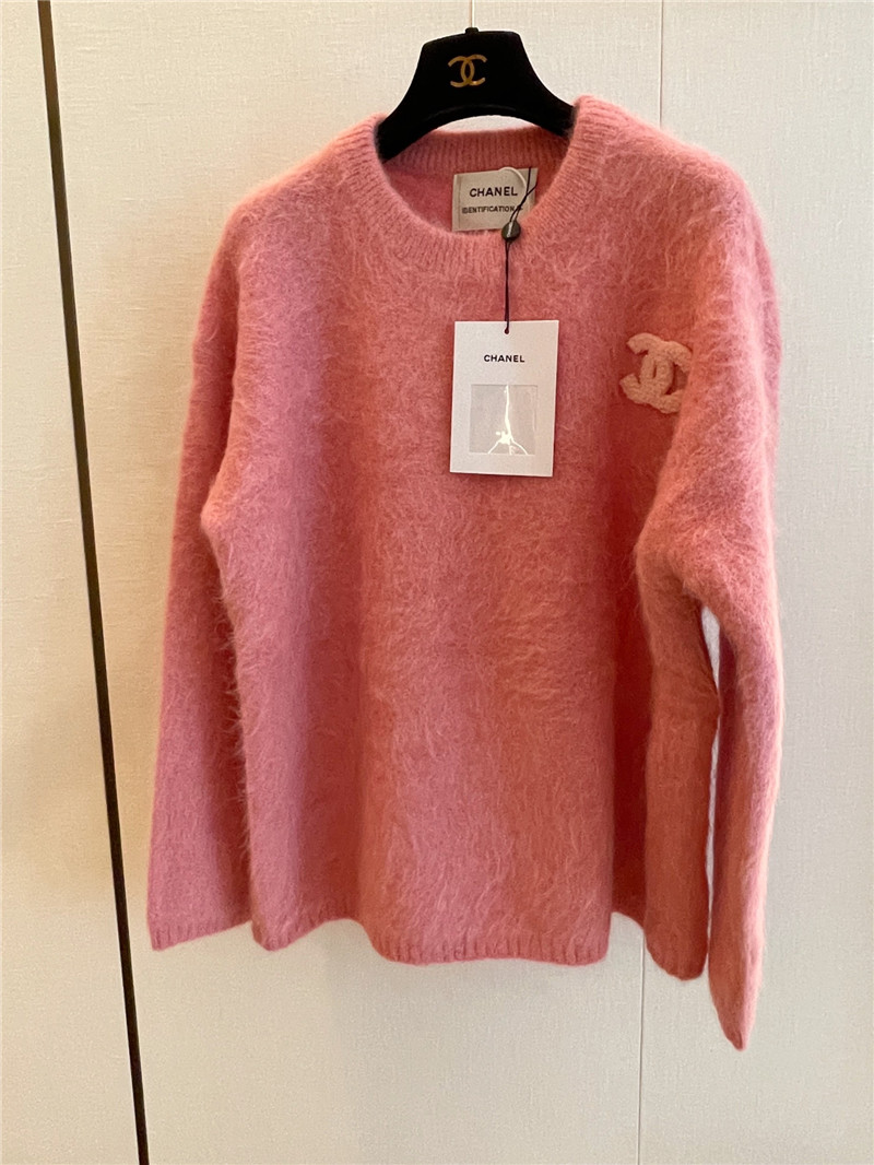 Chanel Logo Alpaca Sweater Pink