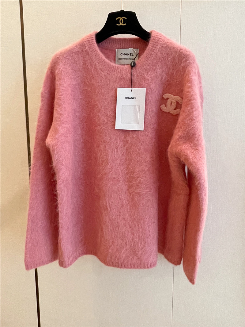 Chanel Logo Alpaca Sweater Pink