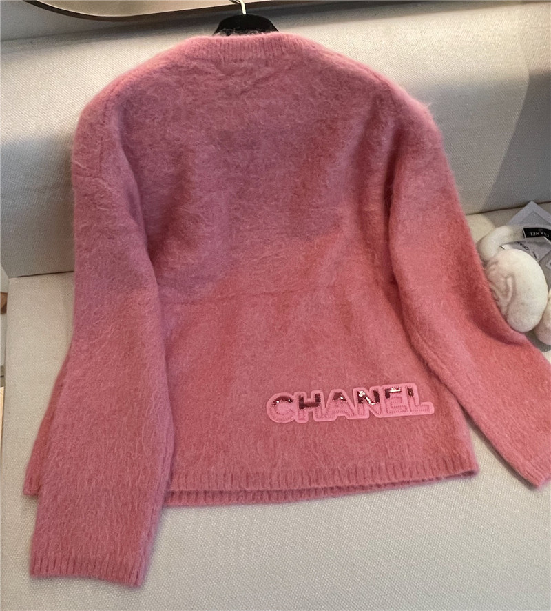 Chanel Logo Alpaca Sweater Pink
