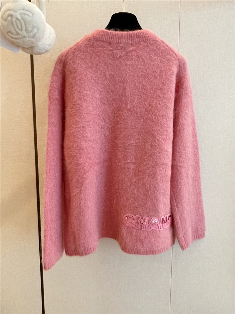 Chanel Logo Alpaca Sweater Pink