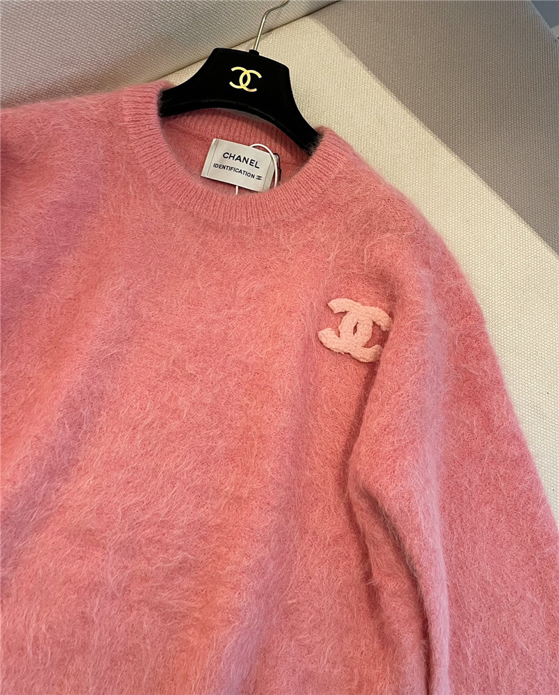 Chanel Logo Alpaca Sweater Pink