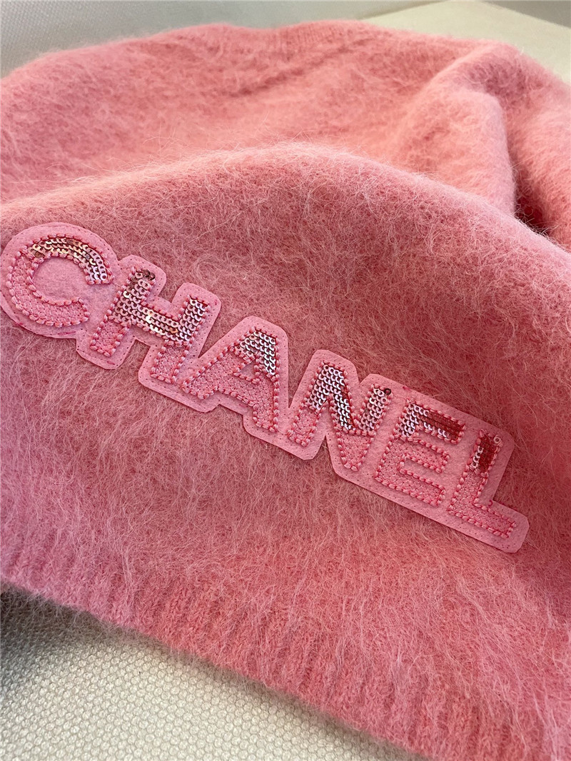 Chanel Logo Alpaca Sweater Pink