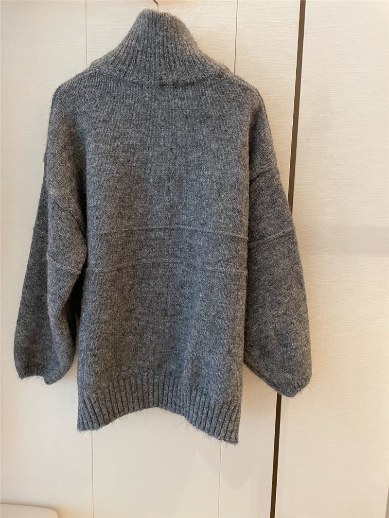 Chanel Logo Turtleneck Loose Sweater Grey