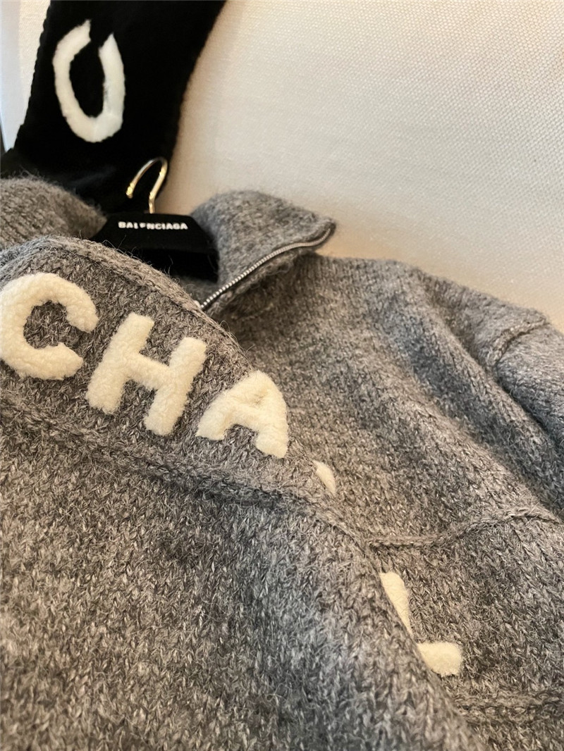 Chanel Logo Turtleneck Loose Sweater Grey