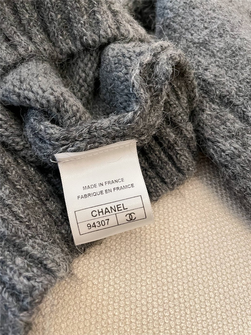 Chanel Logo Turtleneck Loose Sweater Grey