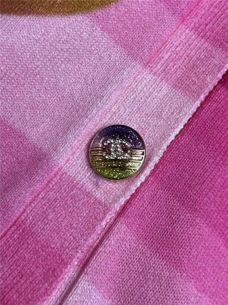 Chanel Logo Gradient Pink Cardigan