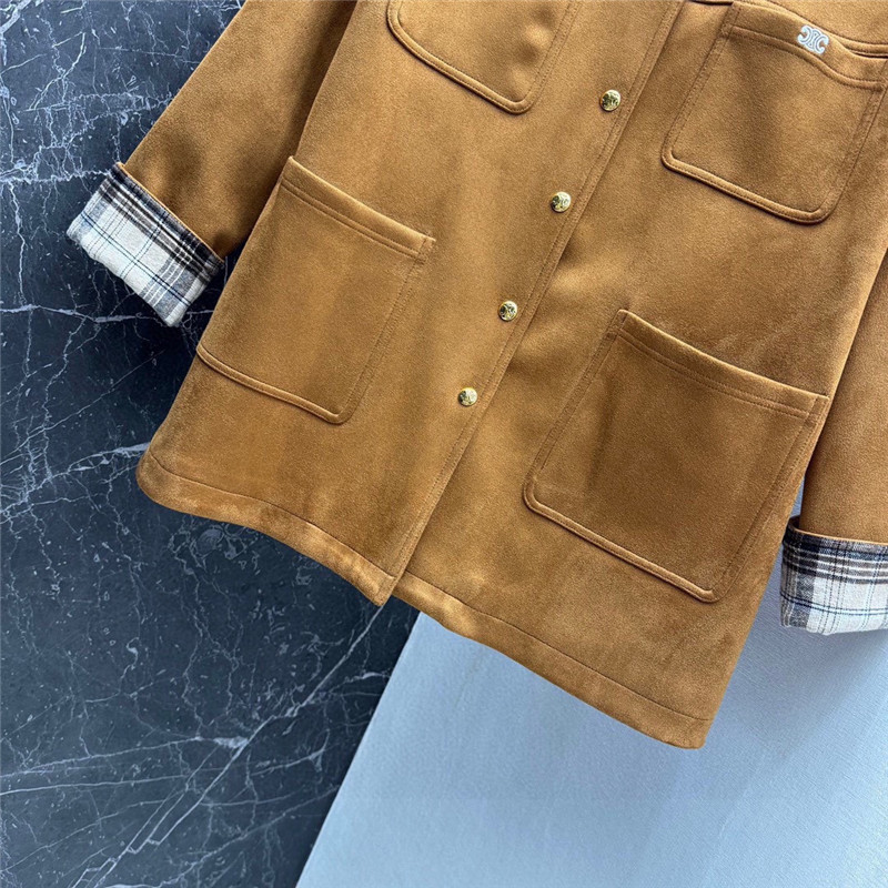 Ce1i*e eco-friendly deerskin velvet loose silhouette jacket