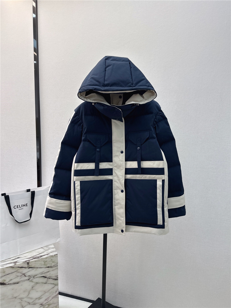 celine new hooded stand collar work style down jacket