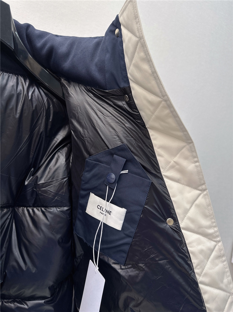 celine new hooded stand collar work style down jacket