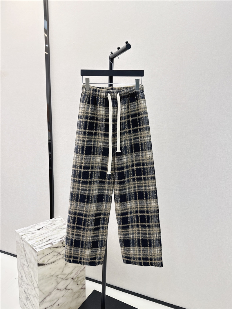 dior drawstring checked straight-leg pants