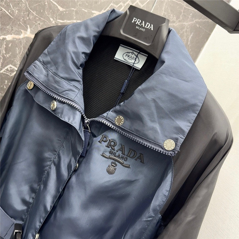 prada functional buckle belt color block trench coat