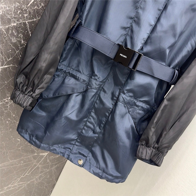 prada functional buckle belt color block trench coat