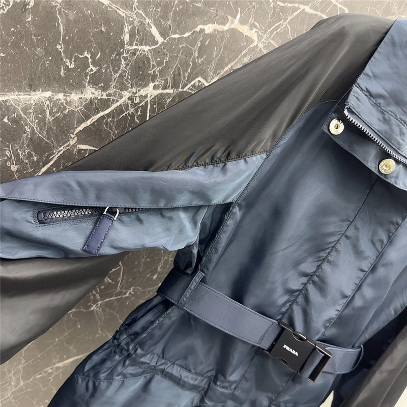 prada functional buckle belt color block trench coat