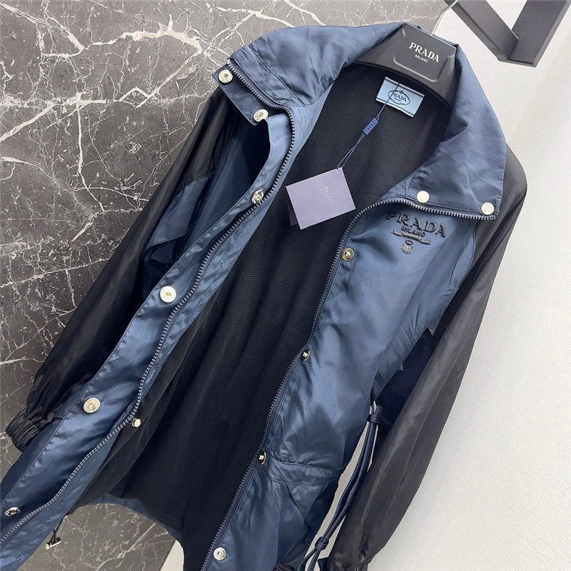 prada functional buckle belt color block trench coat