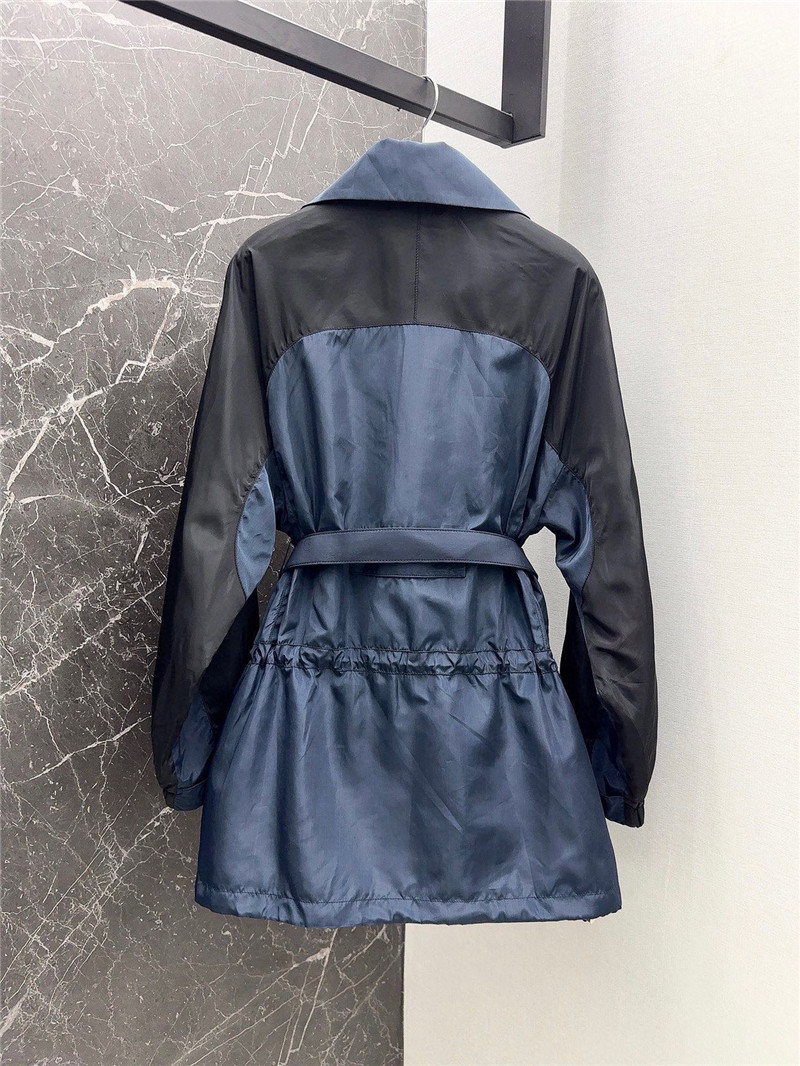 prada functional buckle belt color block trench coat