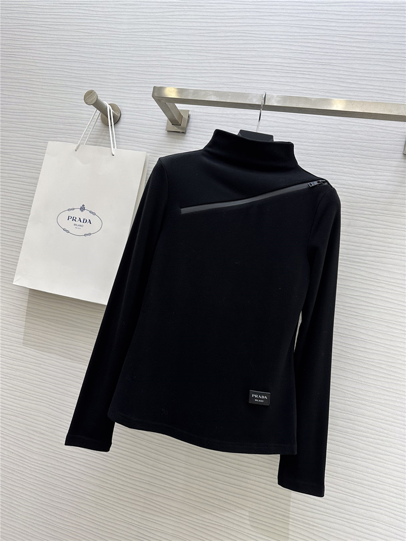 prada classic logo stand collar bottoming shirt