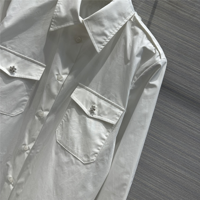 prada white shirt dress with rhinestone buttons