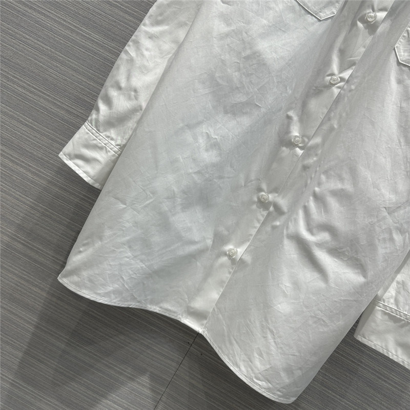 prada white shirt dress with rhinestone buttons