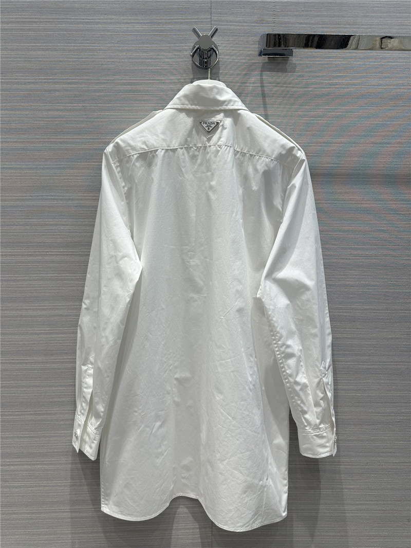 prada white shirt dress with rhinestone buttons