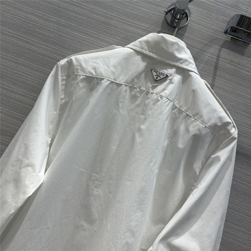 prada white shirt dress with rhinestone buttons