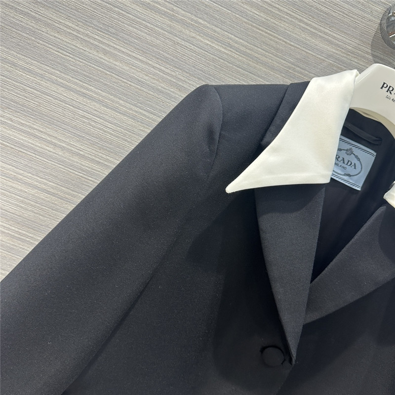 pra*a crystal D1am0nd button double collar design suit jacket