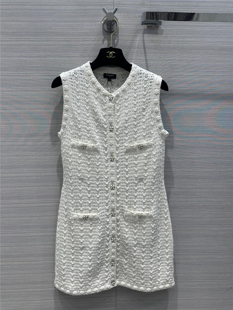 Chanel hollow embossed woven tank top dress