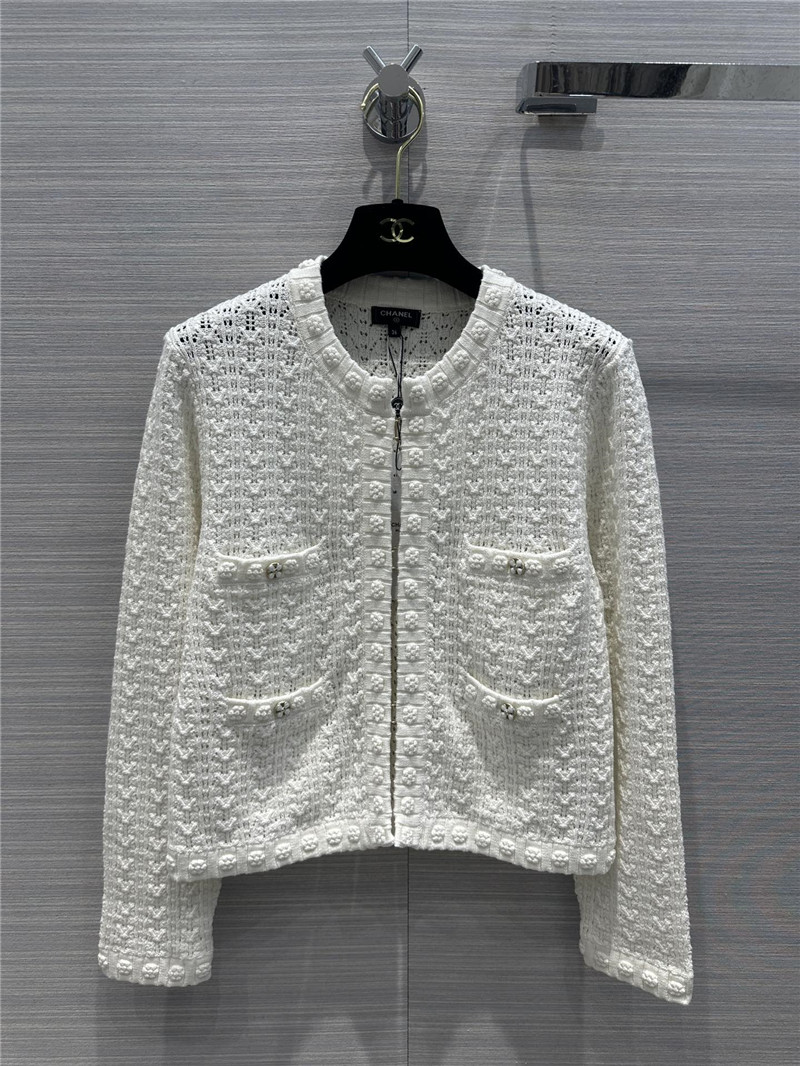 Chanel hollow embossed braided cardigan