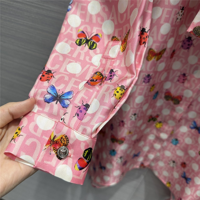 Versace dopamine color polka dot beetle print lotus silk dress