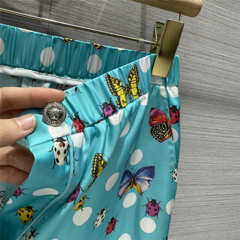 Versace dopamine color polka dot print silk pants