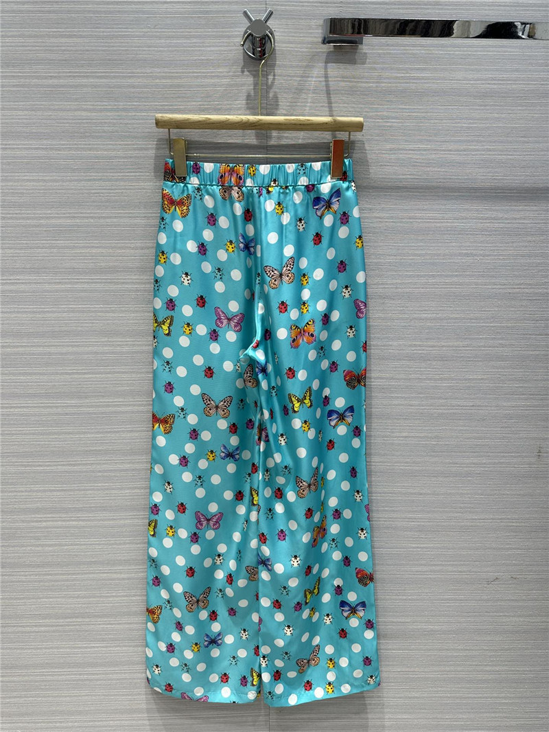 Versace dopamine color polka dot print silk pants