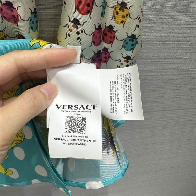 Versace dopamine color polka dot beetle print silk shirt