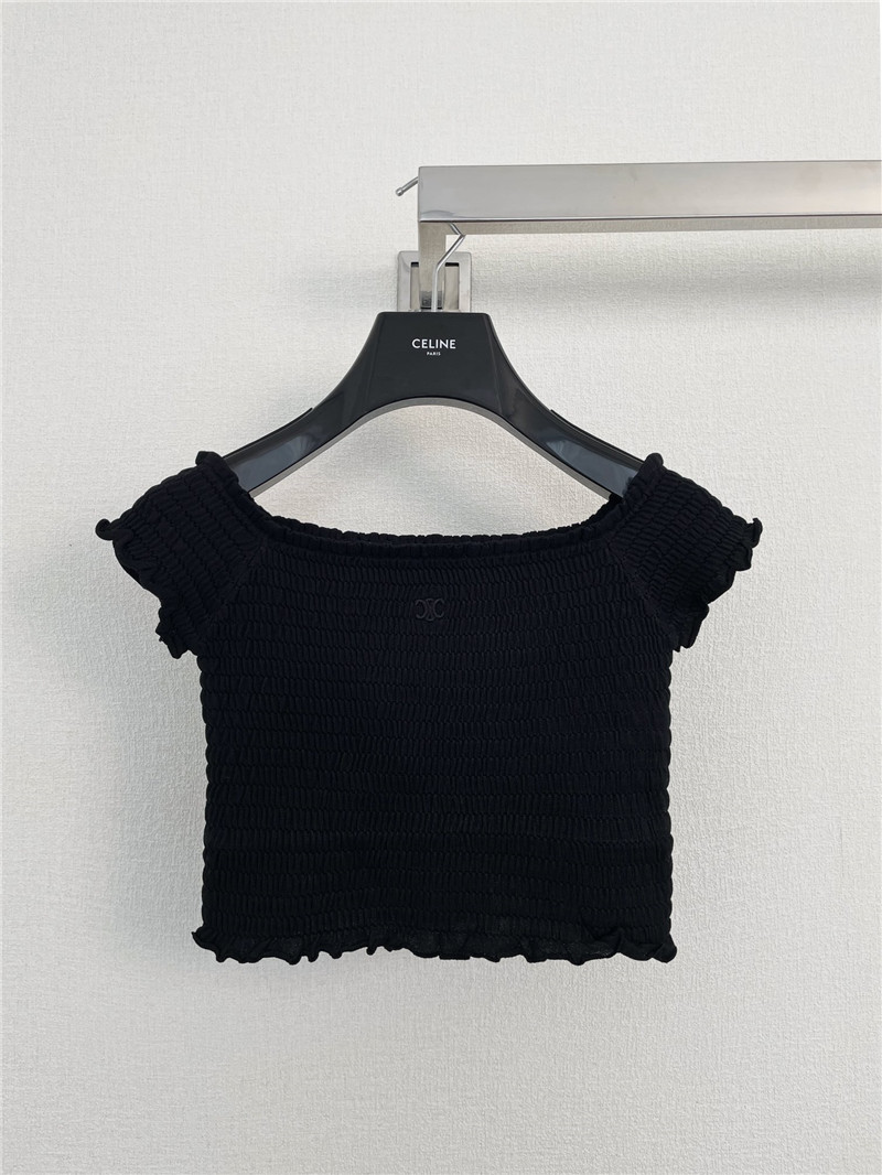 celine pleated one-shoulder crop top