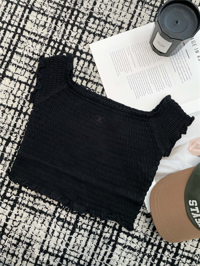 Ce1i*e pleated one-shoulder crop top