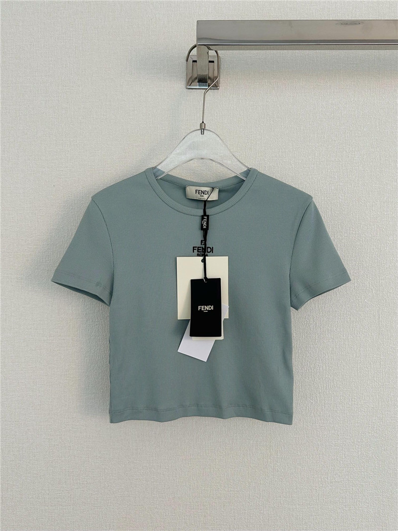 fendi embroidered round neck short sleeves