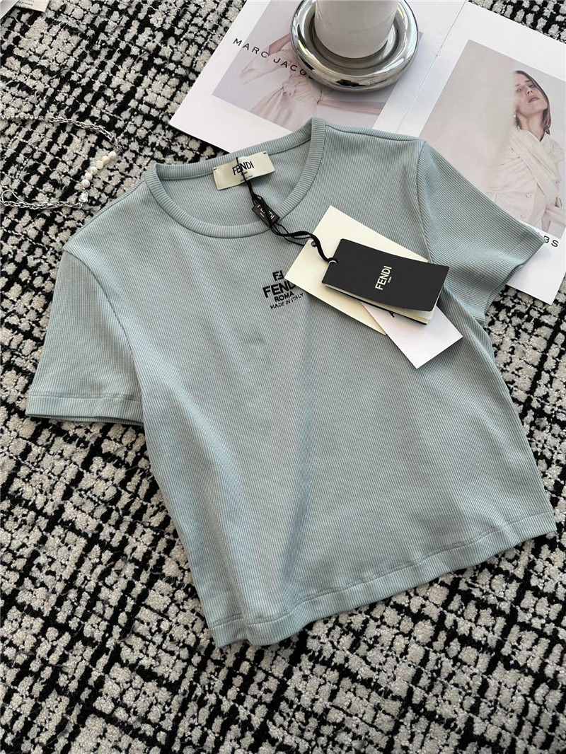 fendi embroidered round neck short sleeves