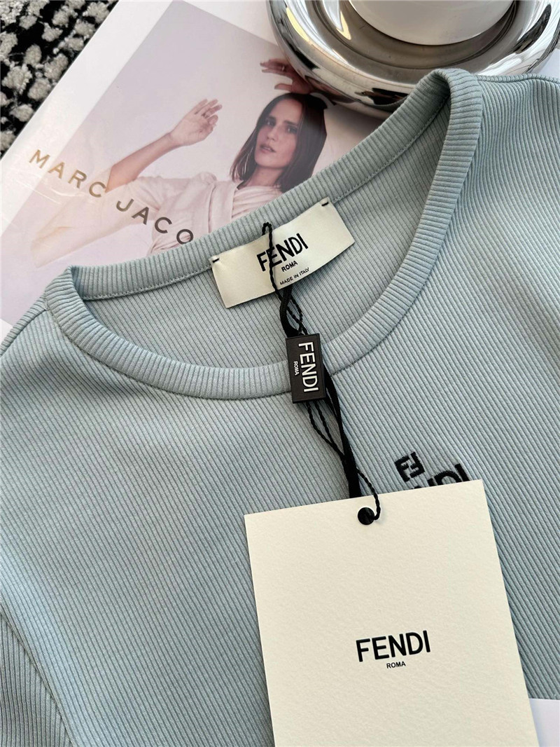 fendi embroidered round neck short sleeves