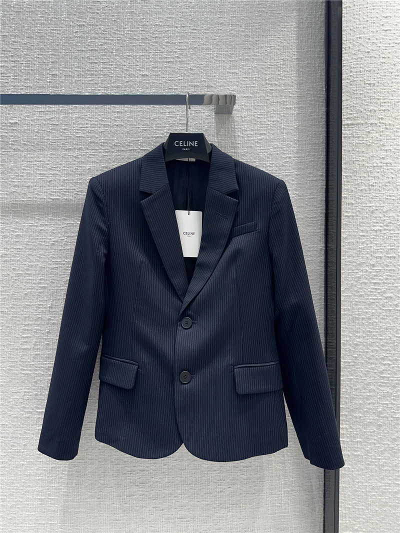 celine blue vertical striped blazer