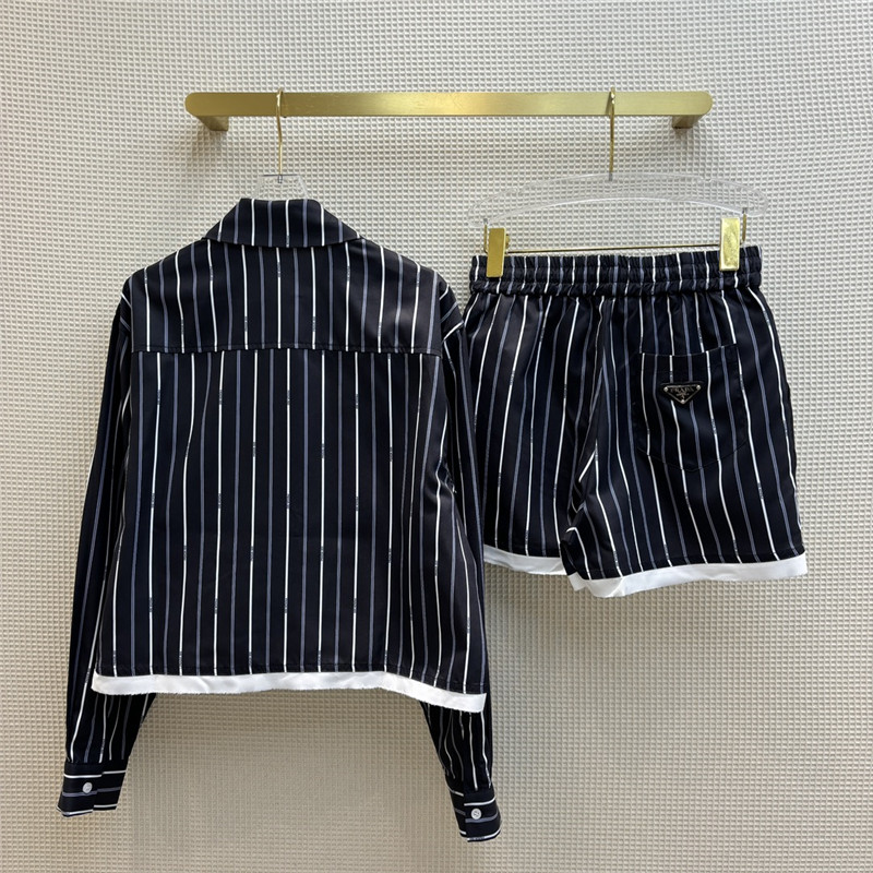 prada triangle logo decorative stripe suit