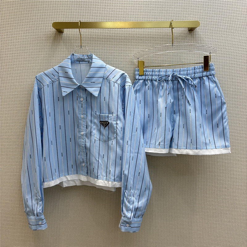 prada triangle logo decorative stripe suit