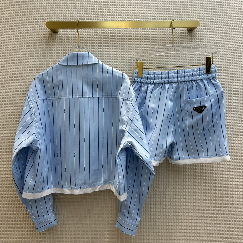 prada triangle logo decorative stripe suit