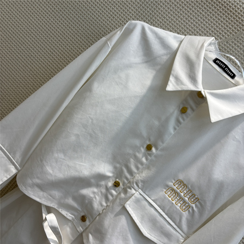 miumiu fake two piece lapel long sleeve shirt dress