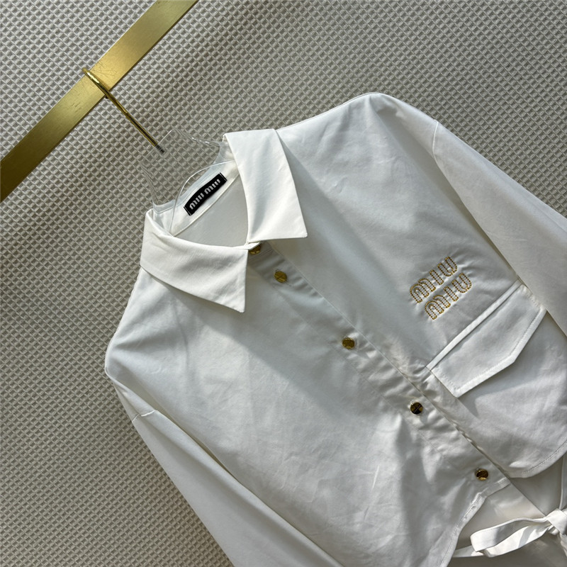 miumiu fake two piece lapel long sleeve shirt dress