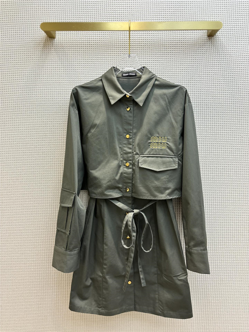 miumiu fake two piece lapel long sleeve shirt dress