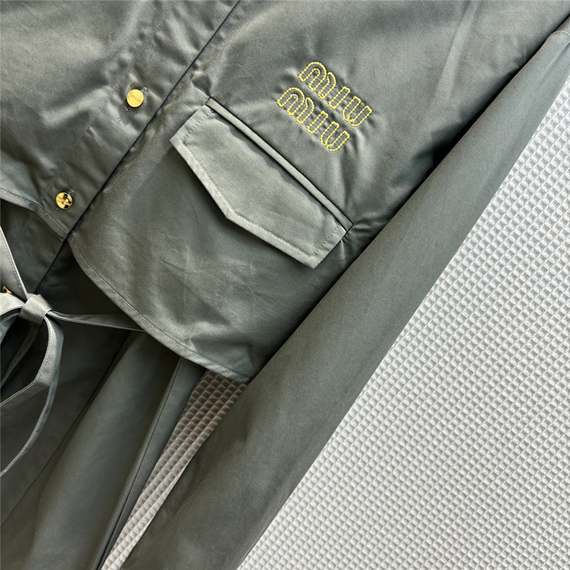 M1um1u fake two piece lapel long sleeve shirt dress