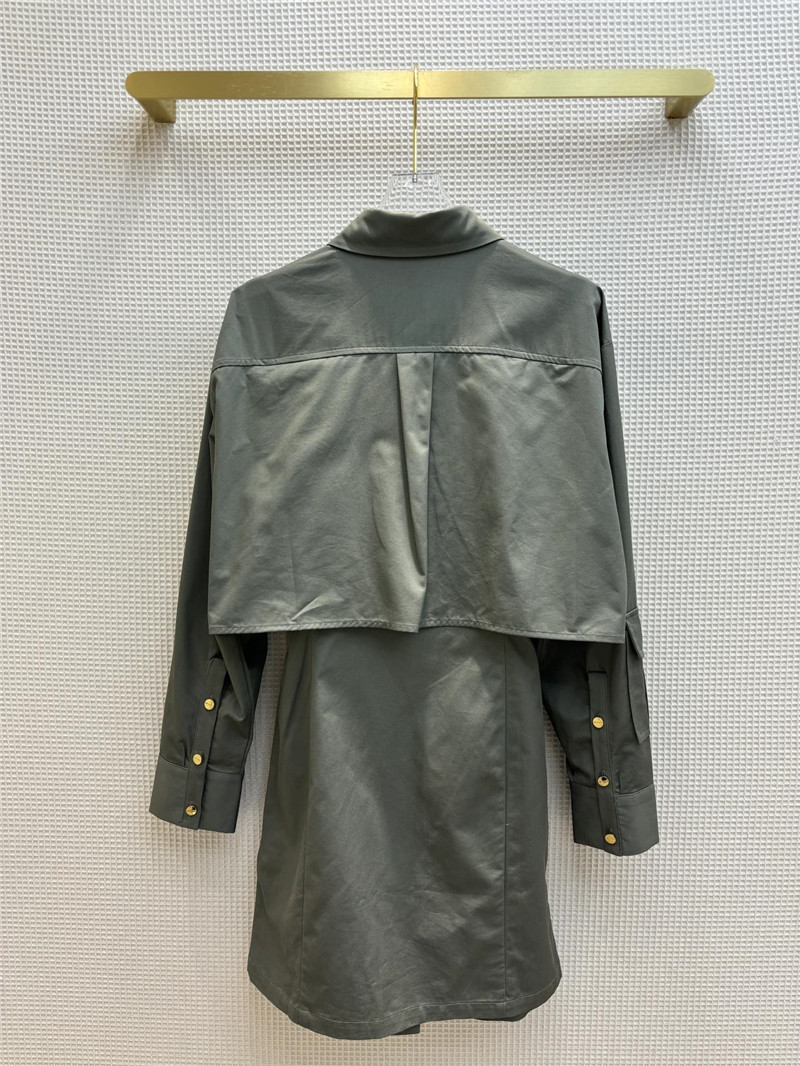 M1um1u fake two piece lapel long sleeve shirt dress