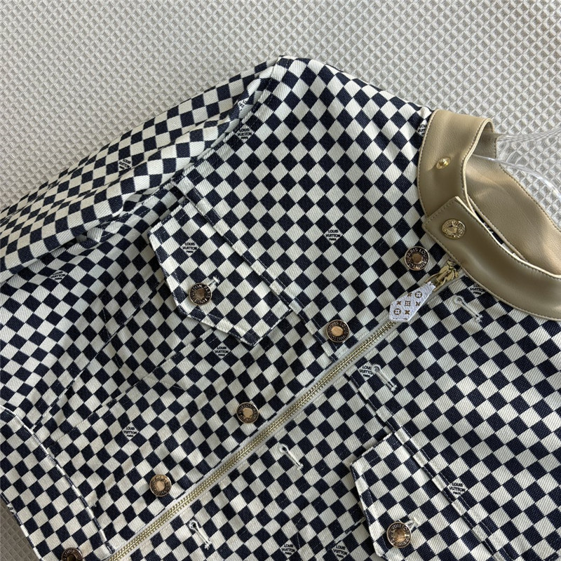 l0vis Vvtt0n lv stand collar checkerboard short jacket